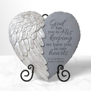 Let's Make Memories Personalized Wings of Love Memorial Stone - Sympathy Garden Marker - Your Wings