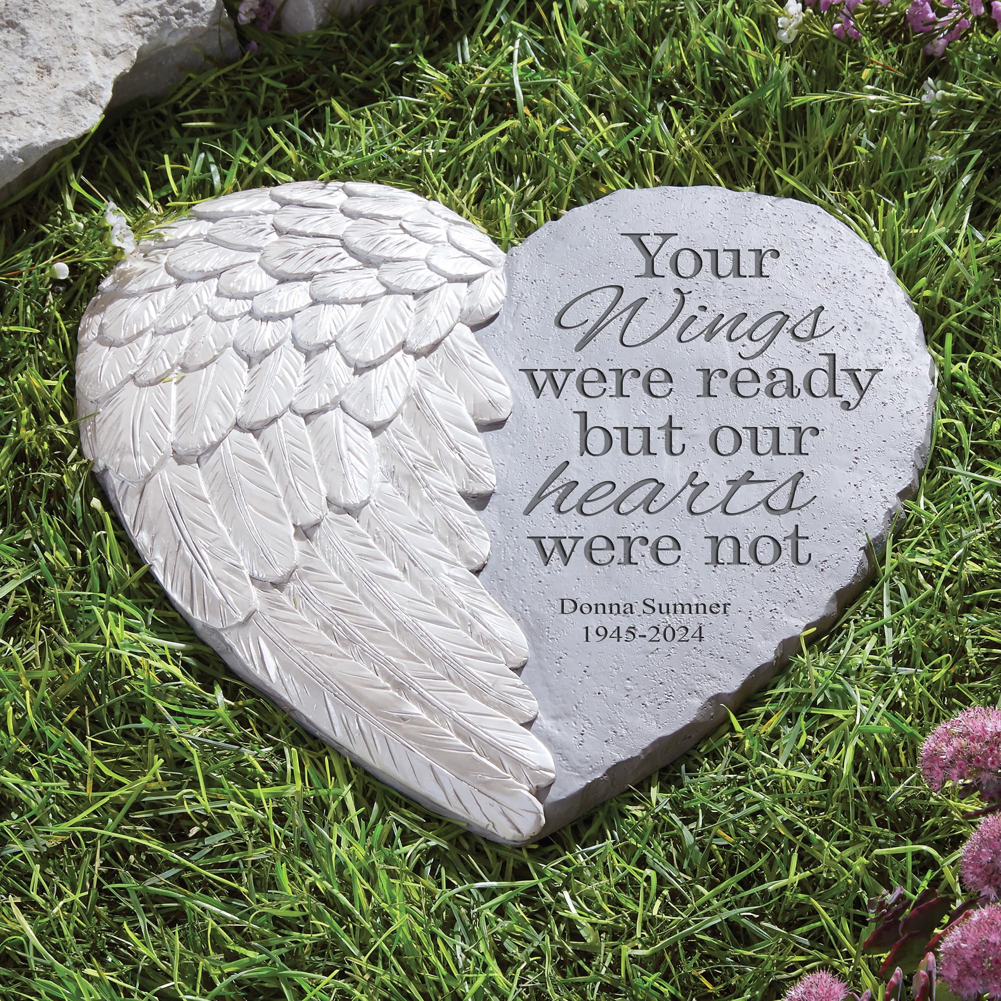 Let's Make Memories Personalized Wings of Love Memorial Stone - Sympathy Garden Marker - Your Wings