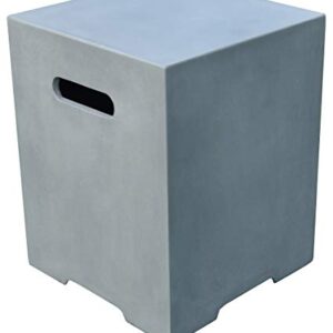 Elementi Light Grey Propane Tank Cover Fire Pit Accessories Square 20 Inches Concrete Outdoor Side Table Fits Standard 20 Pound Propane Tank Hideaway Table