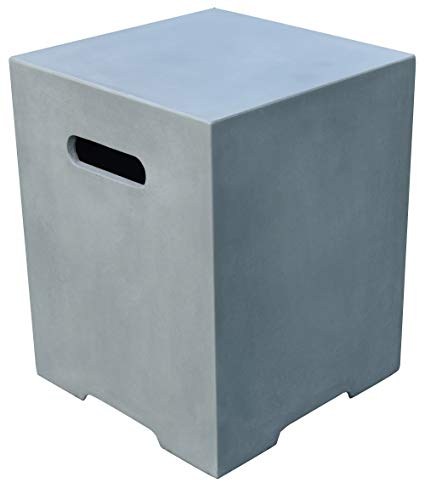 Elementi Light Grey Propane Tank Cover Fire Pit Accessories Square 20 Inches Concrete Outdoor Side Table Fits Standard 20 Pound Propane Tank Hideaway Table