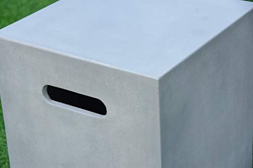 Elementi Light Grey Propane Tank Cover Fire Pit Accessories Square 20 Inches Concrete Outdoor Side Table Fits Standard 20 Pound Propane Tank Hideaway Table