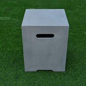 Elementi Light Grey Propane Tank Cover Fire Pit Accessories Square 20 Inches Concrete Outdoor Side Table Fits Standard 20 Pound Propane Tank Hideaway Table