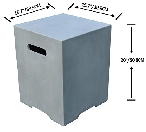 Elementi Light Grey Propane Tank Cover Fire Pit Accessories Square 20 Inches Concrete Outdoor Side Table Fits Standard 20 Pound Propane Tank Hideaway Table