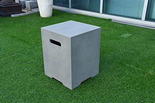 Elementi Light Grey Propane Tank Cover Fire Pit Accessories Square 20 Inches Concrete Outdoor Side Table Fits Standard 20 Pound Propane Tank Hideaway Table