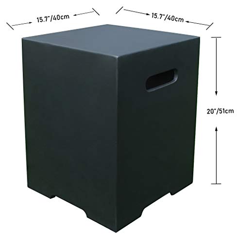 Modeno Black Propane Tank Cover Fire Pit Accessories Square 20 Inches Concrete Outdoor Side Table Fits Standard 20 Pound Propane Tank Hideaway Table