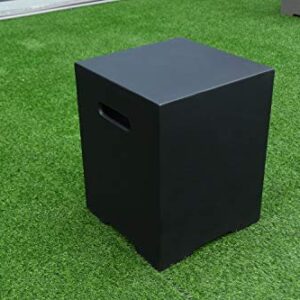 Modeno Black Propane Tank Cover Fire Pit Accessories Square 20 Inches Concrete Outdoor Side Table Fits Standard 20 Pound Propane Tank Hideaway Table