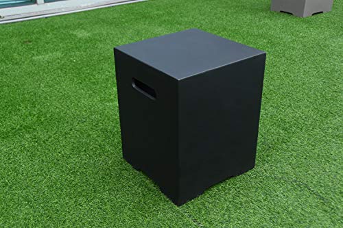 Modeno Black Propane Tank Cover Fire Pit Accessories Square 20 Inches Concrete Outdoor Side Table Fits Standard 20 Pound Propane Tank Hideaway Table