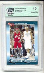 lebron james carmelo & anthony 2004 rookie review rookie card #92 pgi 10 - basketball slabbed rookie cards