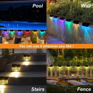 LETRY Solar Deck Lights 8 Pack, Solar Step Lights Outdoor, Warm White/Color Changing Color Glow Solar Fence Light for Patio Garden Yard