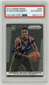 2013 giannis antetokounmpo signed rookie card panini prizm #290 auto rc psa/dna - basketball slabbed autographed rookie cards