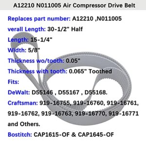 Homhelar A12210 N011005 Air Compressor Drive Belt Fits for Dewalt Porter Cable Craftsman Devilbiss & Bostitch, Compatible with D55146 D55167 D55168 Drive Belt