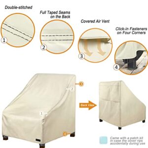 NettyPro Patio Chair Covers for Outdoor Furniture 2 Pack, Waterproof Heavy Duty Lawn Patio Furniture Cover Deep Seat Dining Chair Covers, 30W x 33D x 34H inches, Beige