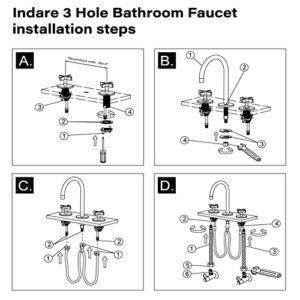 Matte Black Bathroom Faucet, Indare 8-inch Brass Widespread Faucet for Bathroom Sink 3 Holes with Pop-up Drain Assembly and Supply Lines Preassembled, 110101-PB