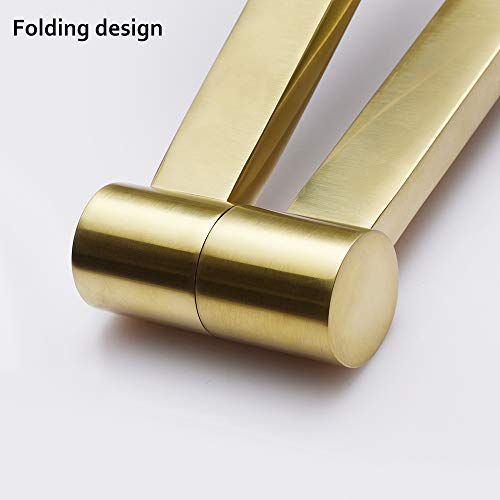 KATAIS Pot Filler Faucet Wall Mount Kitchen Sink Folding Faucet Double Joint Swing Arm Extended Spout Two Shut Off Handle Brass Brushed Gold Finish