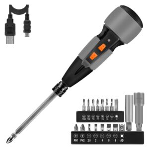 enertwist cordless electric screwdriver kit, 4v rechargeable power screwdriver max to 3-10n.m, electric&manual 2-in-1 w/led light, usb charging cable, 19pcs multipurpose bits set