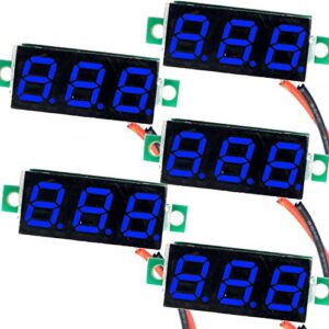 (5 pack) jacobsparts dc 2.4-30v 2-wire voltmeter 3-digit led display panel volt meter digital voltage tester (blue)