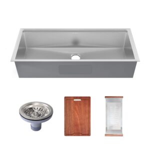 swiss madison rivage 45 x 19 single basin undermount kitchen workstation sink, stainless steel (sm-ku756)