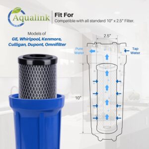 Aqualink 1 Micron 2.5" x 10" Whole House CTO removal Carbon Water Filter Cartridge Replacement for Countertop Water Filter System,Dupont WFPFC8002,WFPFC9001,FXWTC,SCWH-5,WHEF-WHWC,AMZN-SCWH-5,4Pack