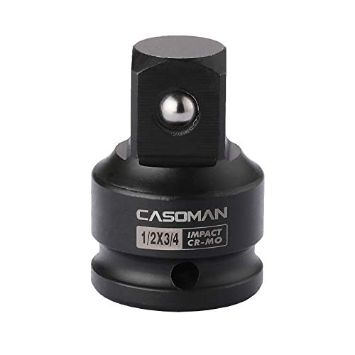 CASOMAN 1/2 Inch Drive 1/2" Female x 3/4" Male Impact Adapter, Cr-Mo Steel, 1/2"F to 3/4"M Socket with Friction Ball