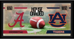 alabama crimson tide vs. auburn tigers framed 10" x 20" house divided football collage - college team plaques and collages