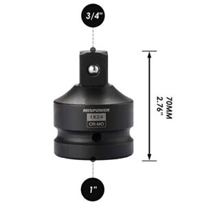 MIXPOWER 1-Inch Drive (F) to 3/4-Inch (M) Impact Socket Adapter and Reducer, Chrome Molybdenum Steel, Ball Detent, Tapered Square End…