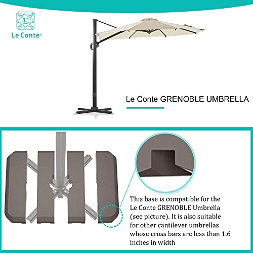 LE CONTE 4Pcs Offset Hanging Umbrella HDPE Weighted Base Patio Cantilever Umbrella Free Standing Square 340-lb Water or Sand Filled Weight Base for GRENOBLE Offset Cantilever Umbrella