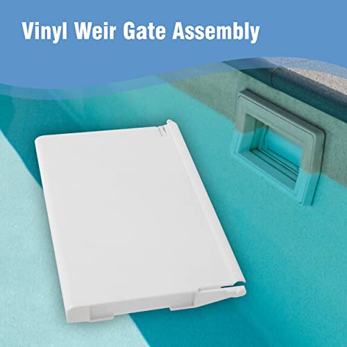 Calvana Exact Replacement 516252 White Weir Gate Assembly - Compatible with Bermuda Gunite Skimmer and Bermuda Skimmers - Vinyl Weir Gate Assembly - 8 1/2 Inches x 5 3/8 Inches Weir Gate