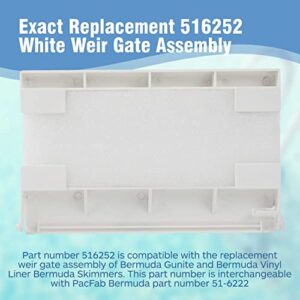 Calvana Exact Replacement 516252 White Weir Gate Assembly - Compatible with Bermuda Gunite Skimmer and Bermuda Skimmers - Vinyl Weir Gate Assembly - 8 1/2 Inches x 5 3/8 Inches Weir Gate