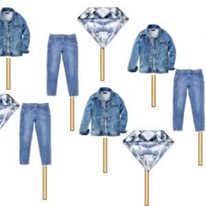 12 Denim and Diamonds Theme Party Cupcake Toppers/Food picks