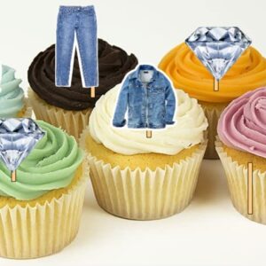 12 Denim and Diamonds Theme Party Cupcake Toppers/Food picks