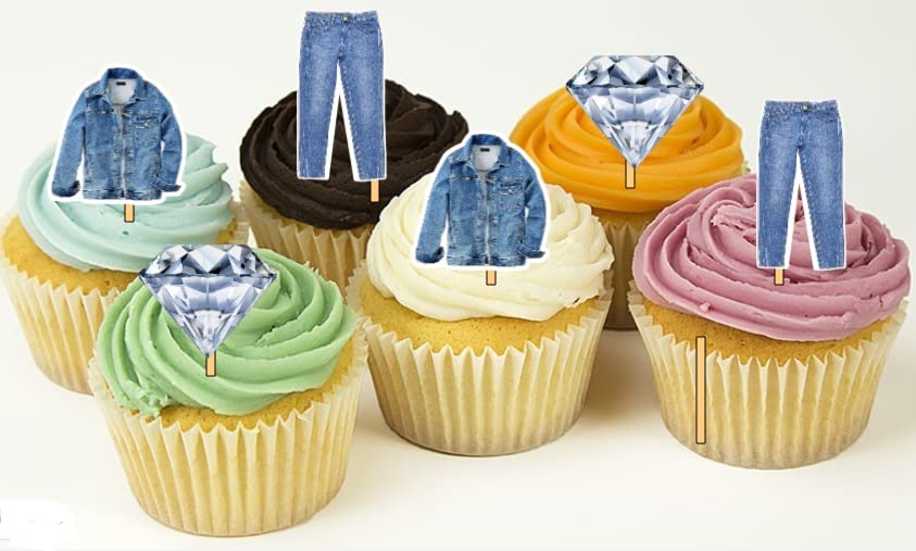 12 Denim and Diamonds Theme Party Cupcake Toppers/Food picks