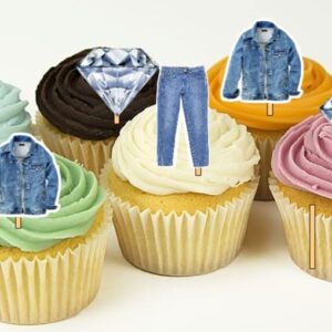 12 Denim and Diamonds Theme Party Cupcake Toppers/Food picks