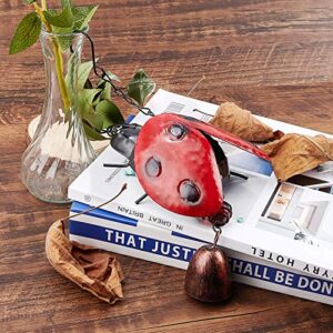 GORGECRAFT Metal Ladybug Wind Chime Lucky Wind Bell Rustic Home Ornaments for Garden Yard Patio Indoor Outdoor Hanging Decoration