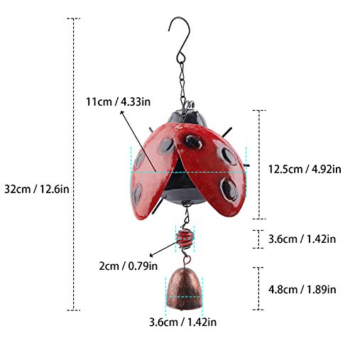 GORGECRAFT Metal Ladybug Wind Chime Lucky Wind Bell Rustic Home Ornaments for Garden Yard Patio Indoor Outdoor Hanging Decoration