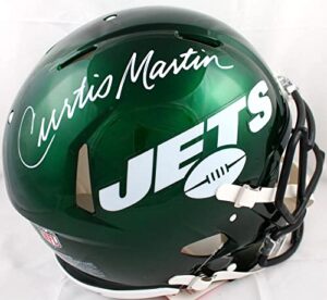 curtis martin autographed new york jets f/s speed authentic helmet - psa auth white