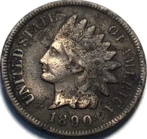 1890 p indian head cent penny seller fine