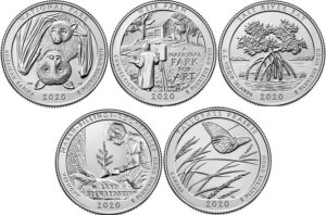 2020 p complete set of 5 national park quarters uncirculated