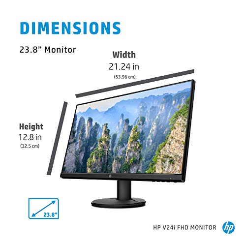 HP V24i FHD Monitor | 23.8-inch Diagonal Full HD Computer Monitor with IPS Panel and 3-Sided Micro Edge Design | Low Blue Light Screen with HDMI and VGA Ports | (9RV15AA#ABA) (Renewed)