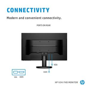 HP V24i FHD Monitor | 23.8-inch Diagonal Full HD Computer Monitor with IPS Panel and 3-Sided Micro Edge Design | Low Blue Light Screen with HDMI and VGA Ports | (9RV15AA#ABA) (Renewed)