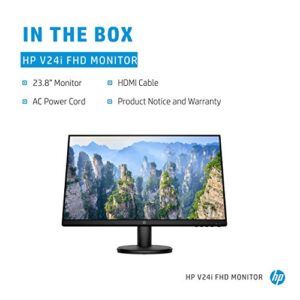 HP V24i FHD Monitor | 23.8-inch Diagonal Full HD Computer Monitor with IPS Panel and 3-Sided Micro Edge Design | Low Blue Light Screen with HDMI and VGA Ports | (9RV15AA#ABA) (Renewed)