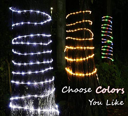 Solar String Lights Rope Lights Outdoor Waterproof 33ft 100 LEDs Holiday Christmas Decorations Fairy Lights (Y-H-GZD-CW)