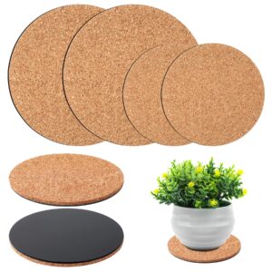 cork plant coasters,augshy 4 pieces cork plant mats for indoor plants and garden pots,plant saucer for indoors (4 inches,6 inches)