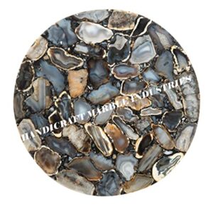 best for gift natural blue grey agate table 18", agate table top, agate table, agate stone table, round agate table, gemstone, quartz, customized agate stone table