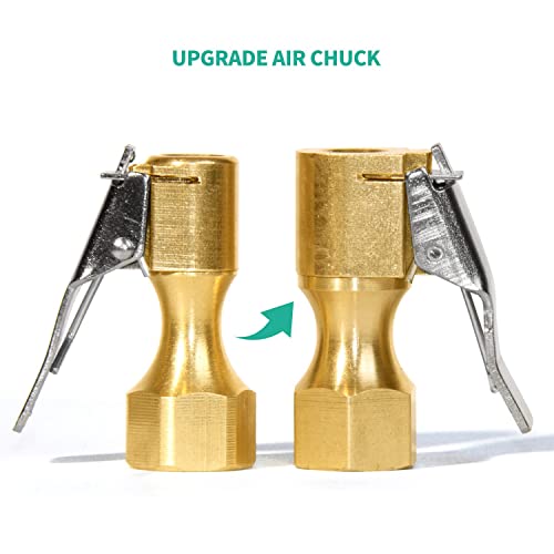 Minimprover 6PCS Heavy Duty Brass Air Chuck Set,1/4" Closed Ball Air Chuck & 1/4 Inch Female NPT Dual Head Air Chuck & 1/4" Closed Flow Tire Chuck with Air Hose Quick Connect Adapter