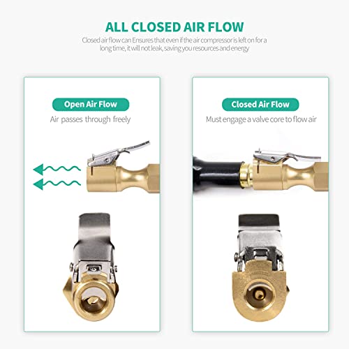 Minimprover 6PCS Heavy Duty Brass Air Chuck Set,1/4" Closed Ball Air Chuck & 1/4 Inch Female NPT Dual Head Air Chuck & 1/4" Closed Flow Tire Chuck with Air Hose Quick Connect Adapter