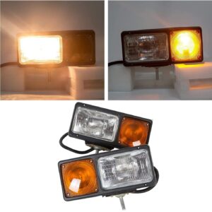 ecotric 2 pcs universal light snow plow lamp headlight turn signal snowplow replacement for 505k on truck& pickup