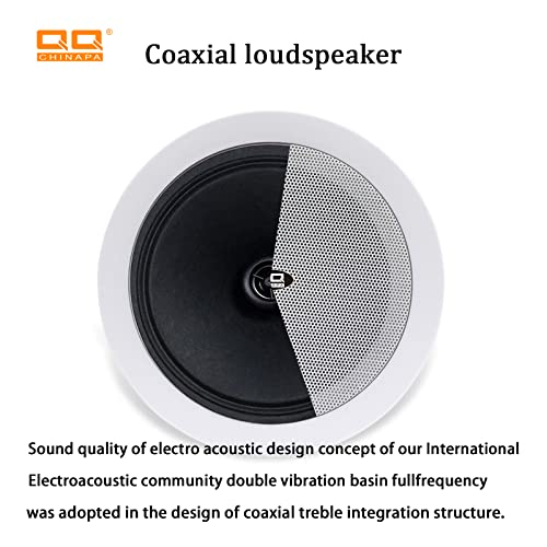 QQCHINAPA LTH-8115S 5" Woofer 2-Way in Ceiling in Wall Speaker, 1-Inch 40mm Myla Dome Tweeter Better Bass, 8 Ohm Impedance-6" Cutout Diameter,with 130-18kHz Frequency (White) (5")…