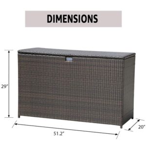 Super Patio Outdoor Patio Storage Box Waterproof, 120 Gallon Large Deck Box Wicker Storage Bin for Cushions, Garden Tools, Pool Toys, Espresso Brown