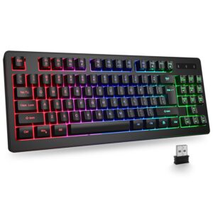bluefinger 87 keys gaming keyboard and mouse combo, rgb rainbow backlit keyboard with lighted gaming mouse, usb wired compact tenkeyless keyboard set for pc laptop computer gamer work
