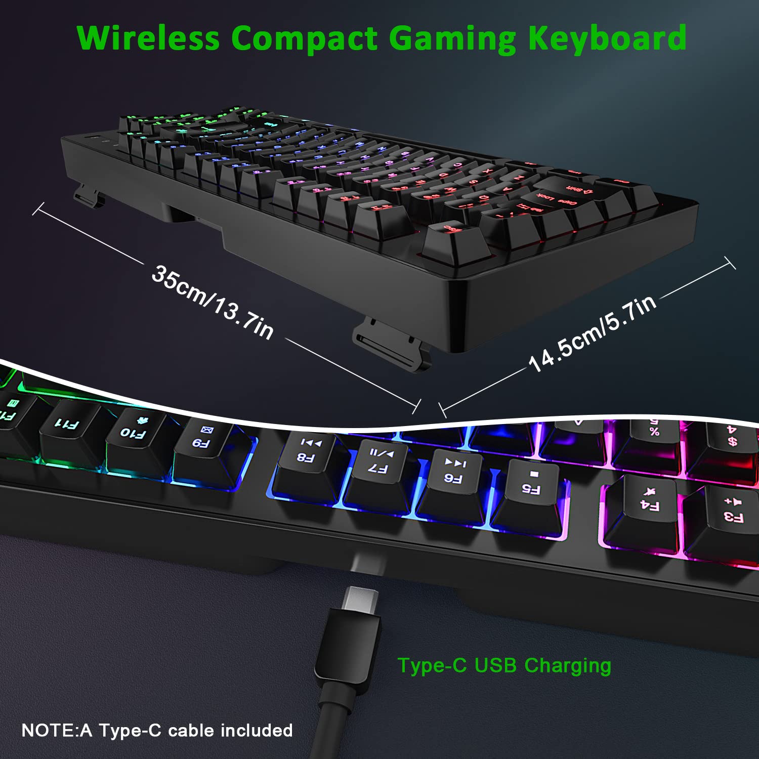 BlueFinger 87 Keys Gaming Keyboard and Mouse Combo, RGB Rainbow Backlit Keyboard with Lighted Gaming Mouse, USB Wired Compact Tenkeyless Keyboard Set for PC Laptop Computer Gamer Work